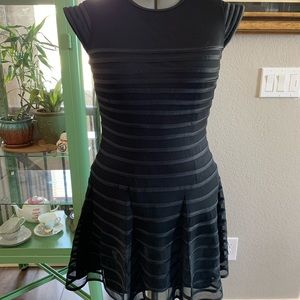 Betsy & Adam fit and flare, ribbon and mesh illusion dress. Never worn. NWOT